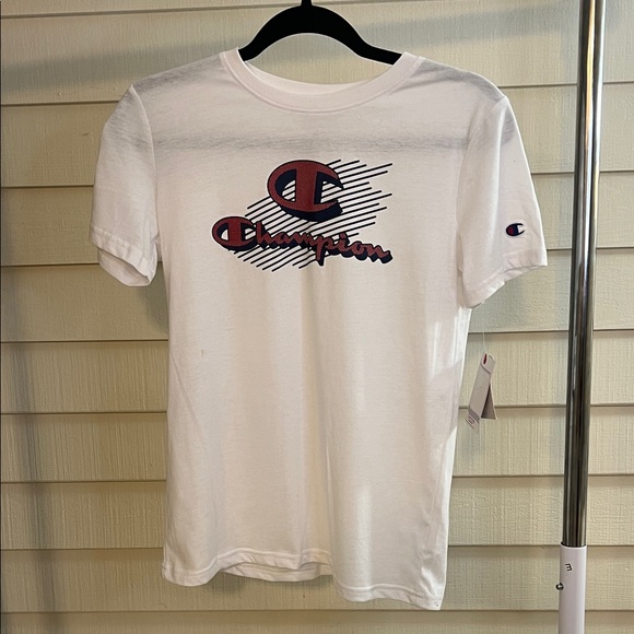 Champion White Tee with Red Logo - Picture 1 of 9